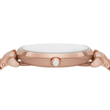 Emporio Armani Gianni T-Bar Crystals Silver Dial Rose Gold Steel Strap Watch For Women - AR11446