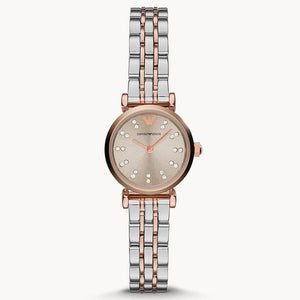 Emporio Armani Gianni T Bar Grey Dial Two Tone Steel Strap Watch For Women - AR1841
