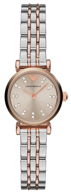 Emporio Armani Gianni T Bar Grey Dial Two Tone Steel Strap Watch For Women - AR1841
