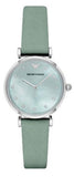 Emporio Armani Gianni T Bar Mother Of Pearl Blue Dial Blue Leather Strap Watch For Women - AR1959