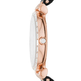 Emporio Armani Gianni T-Bar Mother of Pearl Dial Black Leather Strap Watch For Women - AR11295