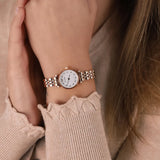 Emporio Armani Gianni T-Bar Mother of Pearl Dial Rose Gold Steel Strap Watch For Women - AR11203