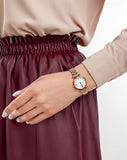 Emporio Armani Gianni T-Bar Mother of Pearl Dial Rose Gold Steel Strap Watch For Women - AR11316