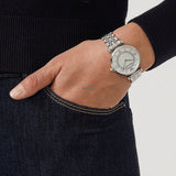Emporio Armani Gianni T-Bar Mother of Pearl Dial Silver Stainless Steel Watch For Women - AR1908