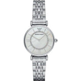 Emporio Armani Gianni T-Bar Mother of Pearl Dial Silver Stainless Steel Watch For Women - AR1908