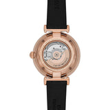 Emporio Armani Gianni T Bar Mother of Pearl White Dial Black Leather Strap Watch For Women - AR60047