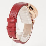 Emporio Armani Gianni T-Bar Mother of Pearl White Dial Red Leather Strap Watch For Women - AR60048