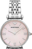 Emporio Armani Gianni T Bar Pink Mother of Pearl Dial Silver Steel Strap Watch For Women - AR1779