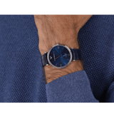 Emporio Armani Gianni T Bar Quartz Blue Dial Blue Leather Strap Watch For Men - AR11300