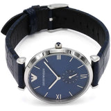 Emporio Armani Gianni T Bar Quartz Blue Dial Blue Leather Strap Watch For Men - AR11300