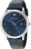 Emporio Armani Gianni T Bar Quartz Blue Dial Blue Leather Strap Watch For Men - AR11300