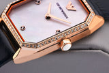 Emporio Armani Gianni T Bar Quartz Mother of Pearl Dial Blue Leather Strap Watch For Women - AR11466
