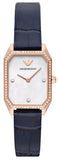 Emporio Armani Gianni T Bar Quartz Mother of Pearl Dial Blue Leather Strap Watch For Women - AR11466