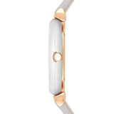 Emporio Armani Gianni T Bar Quartz Mother of Pearl Dial White Leather Strap Watch For Women - AR1965