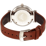 Emporio Armani Gianni T Bar Quartz Pink Mother of Pearl Dial Brown Leather Strap Watch For Women - AR1960