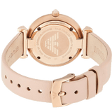 Emporio Armani Gianni T-Bar Quartz Rose Gold Dial Pink Leather Strap Watch For Women - AR11001