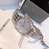 Emporio Armani Gianni T-Bar Silver Dial Two Tone Steel Strap Watch For Women - AR11293