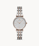 Emporio Armani Gianni T-Bar Silver Dial Two Tone Steel Strap Watch For Women - AR11293