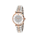 Emporio Armani Gianni T Bar White Dial Two Tone Steel Strap Watch For Women - AR1926