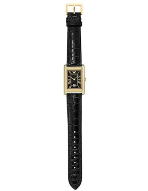 Emporio Armani Gino Black Dial Black Leather Strap Watch for Men - AR11666