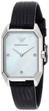 Emporio Armani Gioia Analog Mother of Pearl Dial Black Leather Strap Watch For Women - AR11148