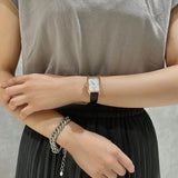 Emporio Armani Gioia Quartz Mother of Pearl Dial Black Leather Strap Watch For Women - AR11390