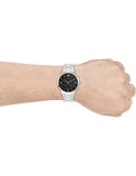 Emporio Armani Giovanni Chronograph Black Dial Silver Steel Strap Watch For Men - AR11208