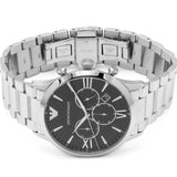 Emporio Armani Giovanni Chronograph Black Dial Silver Steel Strap Watch For Men - AR11208