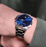 Emporio Armani Giovanni Quartz Blue Dial Silver Steel Strap Watch For Men - AR11227