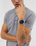 Emporio Armani Giovanni Quartz Blue Dial Silver Steel Strap Watch For Men - AR11227