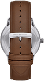 Emporio Armani Giovanni Quartz White Dial Brown Leather Strap Watch For Men - AR11211