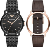 Emporio Armani Interchangeable Black Dial Black Steel Strap Watch For Men - AR80021