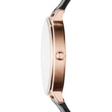 Emporio Armani Kappa Quartz Black Dial Black Leather Strap Watch For Women - AR11064