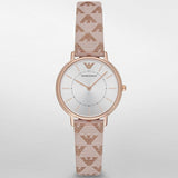 Emporio Armani Kappa Quartz Rose Gold Dial Pink Leather Strap Watch For Women - AR11010