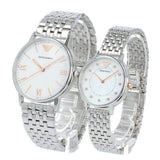 Emporio Armani Kappa Quartz White Dial Silver Steel Strap Watch For Men - AR80014
