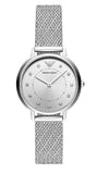 Emporio Armani Kappa Silver Dial Silver Mesh Bracelet Watch For Women - AR11128