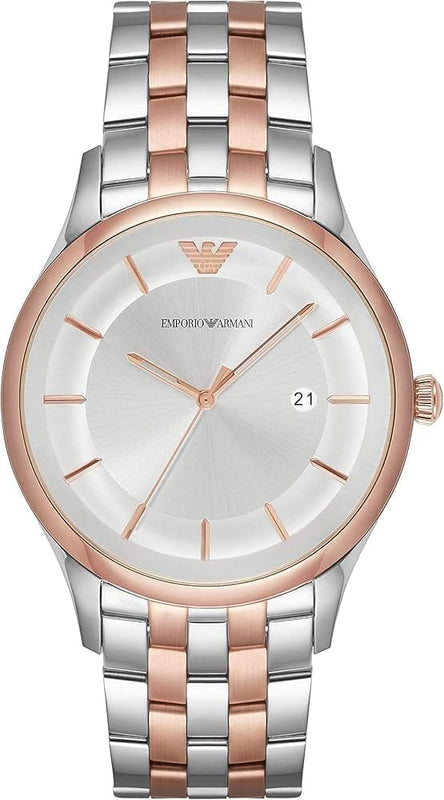 Emporio Armani Lambda Analog Silver Dial Two Tone Steel Strap Watch For Men - AR11044