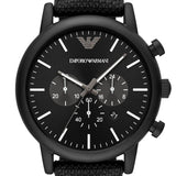 Emporio Armani Luigi Analog Black Dial Black Leather Strap Watch For Men - AR11450