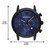 Emporio Armani Luigi Analog Blue Dial Black Leather Strap Watch For Men - AR11351