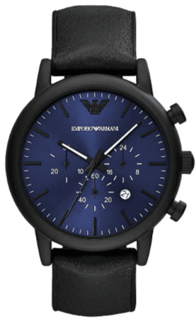 Emporio Armani Luigi Analog Blue Dial Black Leather Strap Watch For Men - AR11351