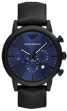 Emporio Armani Luigi Analog Blue Dial Black Leather Strap Watch For Men - AR11351