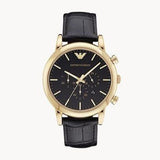 Emporio Armani Luigi Chronograph Black Dial Black Leather Watch For Men - AR1917
