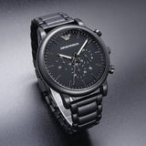 Emporio Armani Luigi Chronograph Black Dial Black Steep Strap Watch For Men - AR11045