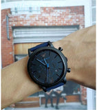 Emporio Armani  Luigi Chronograph Black Dial Blue Rubber Strap Watch For Men - AR11023