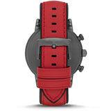 Emporio Armani Luigi Chronograph Black Dial Red Leather Strap Watch For Men - AR1971