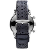Emporio Armani Luigi Chronograph Blue Dial Black Leather Strap Watch For Men - AR1736