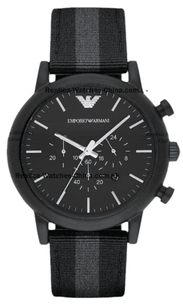 Emporio Armani Luigi Chronograph Quartz Black Dial Two Tone Nylon Strap Watch For Men - AR1948