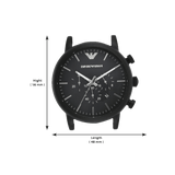 Emporio Armani Luigi Chronohraph Black Dial Black Leather Strap Watch For Men - AR1970