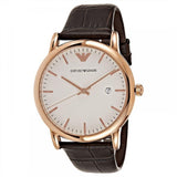 Emporio Armani Luigi White Dial Brown Leather Strap Watch For Men - AR2502