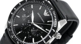 Emporio Armani Mario Chronograph Black Dial Black Leather Strap Watch For Men - AR11243